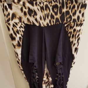 Leopard braid front leggings